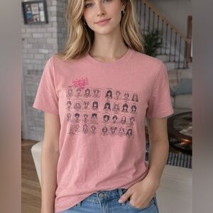 UNIQLO UT Graphic Tee Dusty Pink Manga Portrait Print “60” Anniversary Size S